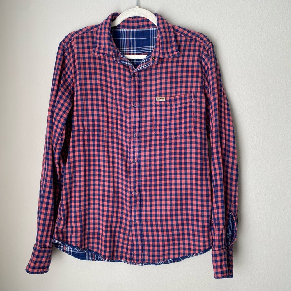 Flying Machine reversible plaid button up - Picture 2 of 9
